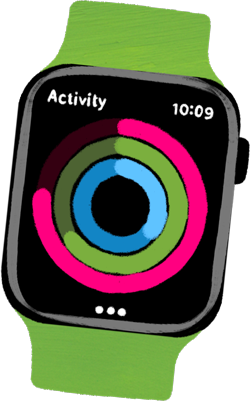 Aktivite ekranını gösteren Apple Watch görseli