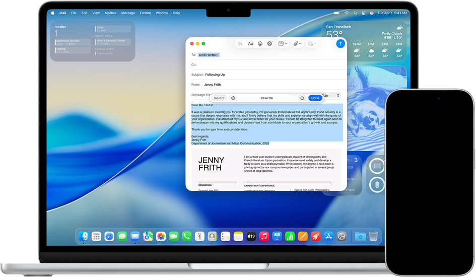 iPhone och Mac som visar Skrivverktyg