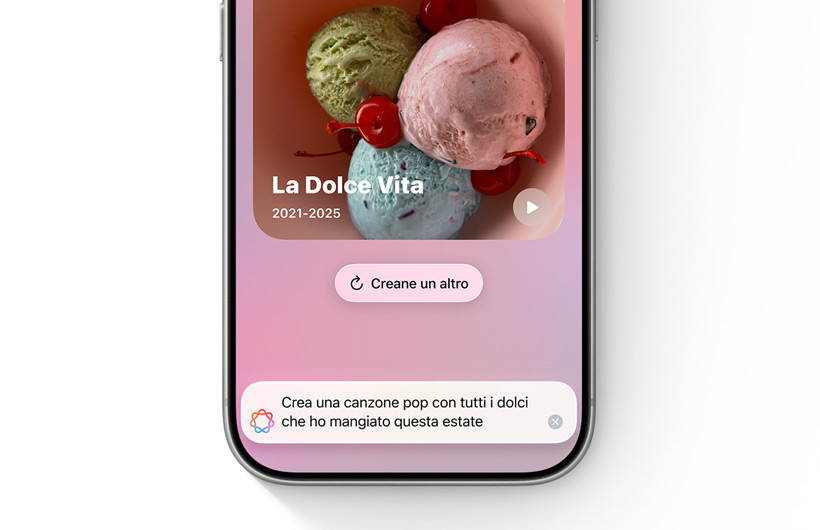 La copertina di un nuovo ricordo personalizzato, basato sulla descrizione inserita nel campo di testo dell’app Foto.