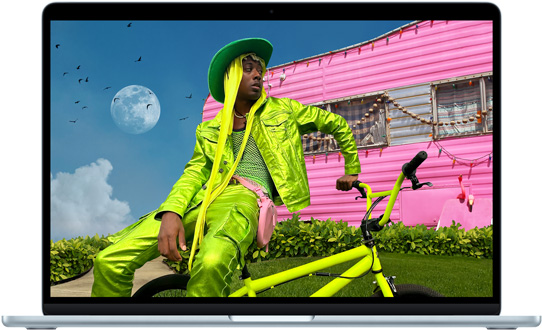 MacBook Air de 15 inchi, care prezintă ecranul Liquid Retina