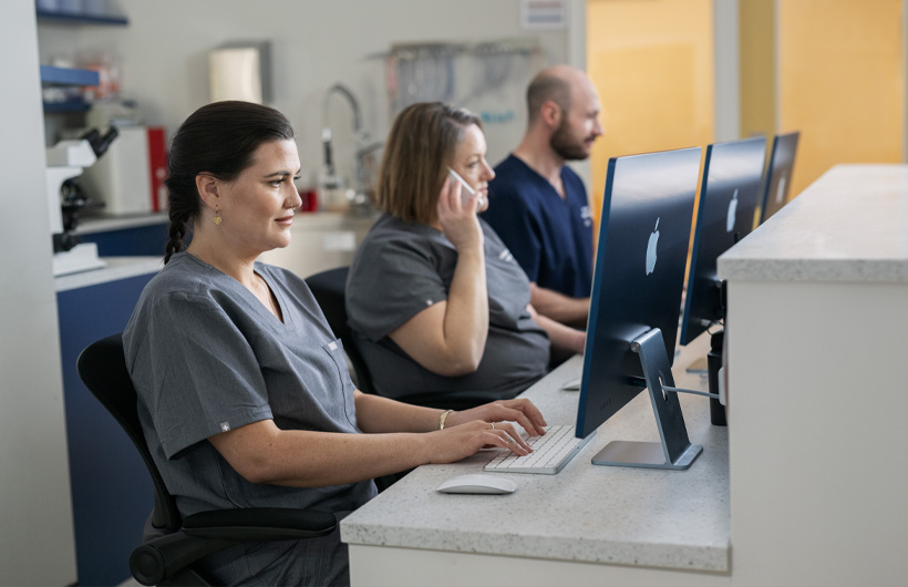 El iMac permite que los equipos accedan con facilidad a los registros de los pacientes.