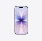Przód obudowy iPhone’a 17 w kolorze lawendy, Dynamic Island pośrodku górnej części urządzenia