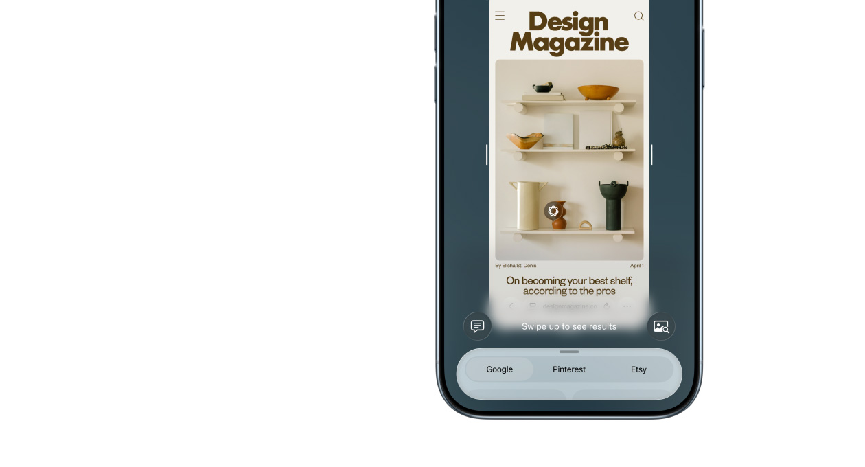 iPhone Air, parte delantera, prestación de inteligencia visual en uso, botones laterales